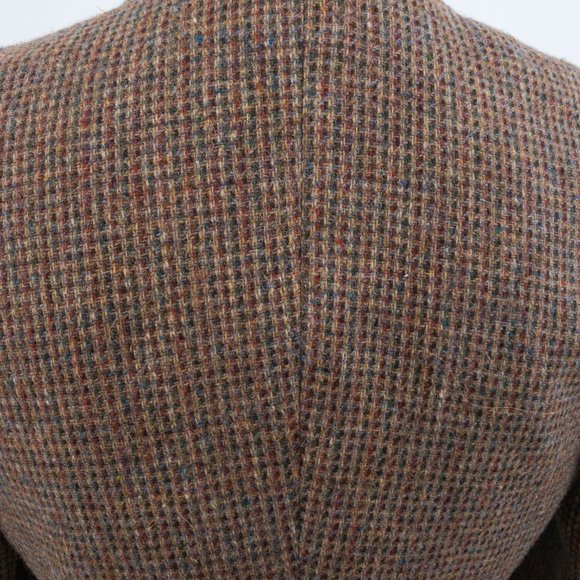 Vintage 70s M Cropped Tweed Blazer Jacket Brown - Picture 5 of 12